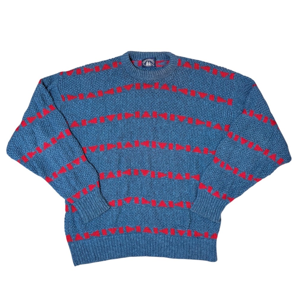 Vintage Boathouse Row Blue Red Geometric Knit Sweater Mens XL